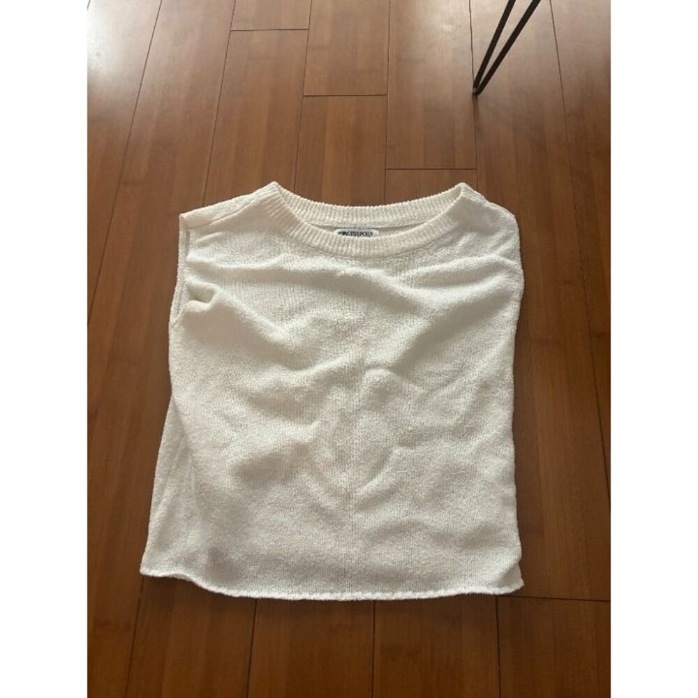 Princess Polly White knit sleeveless crewneck top XS 2